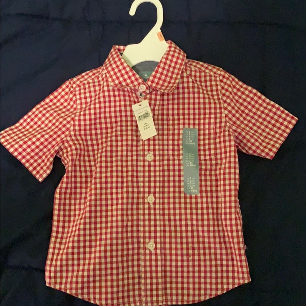Boys Gap Red and White Plaid Button up 2T!